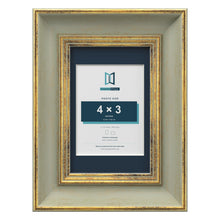 Cassis Green 6 x 4 inch picture frame with a pacific blue mount for a 4 x 3 inch photo