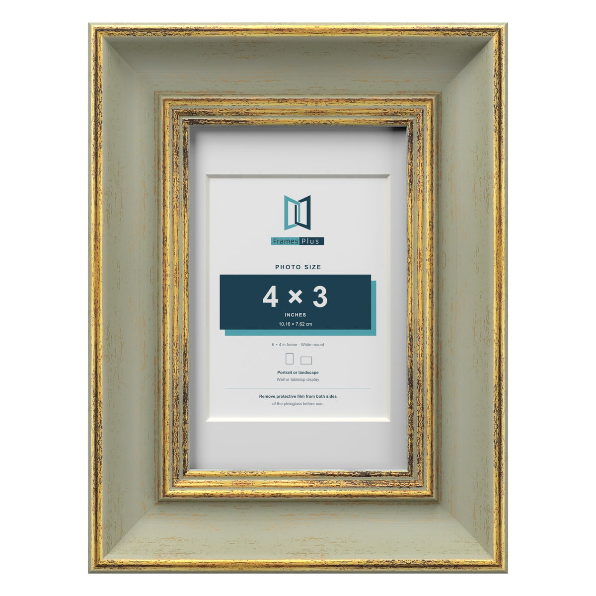 Cassis Green 6 x 4 inch picture frame with a white mount for a 4 x 3 inch photo