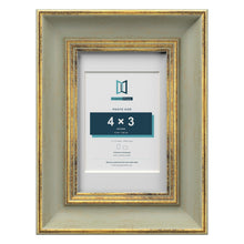 Cassis Green 6 x 4 inch picture frame with a white mount for a 4 x 3 inch photo