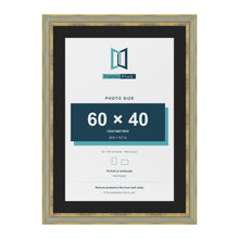 Cassis Green 70 x 50 cm picture frame with a black mount for a 60 x 40 cm photo