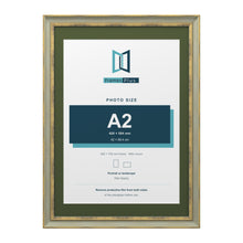 Cassis Green 70 x 50 cm picture frame with a green mount for an A2 photo