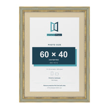 Cassis Green 70 x 50 cm picture frame with an ivory mount for a 60 x 40 cm photo