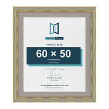 Cassis Green 70 x 60 cm picture frame with a dawn grey mount for a 60 x 50 cm photo