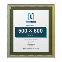 Cassis Green 70 x 60 cm picture frame with a green mount for a 60 x 50 cm photo