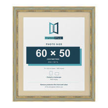 Cassis Green 70 x 60 cm picture frame with an ivory mount for a 60 x 50 cm photo