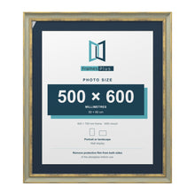 Cassis Green 70 x 60 cm picture frame with a pacific blue mount for a 60 x 50 cm photo