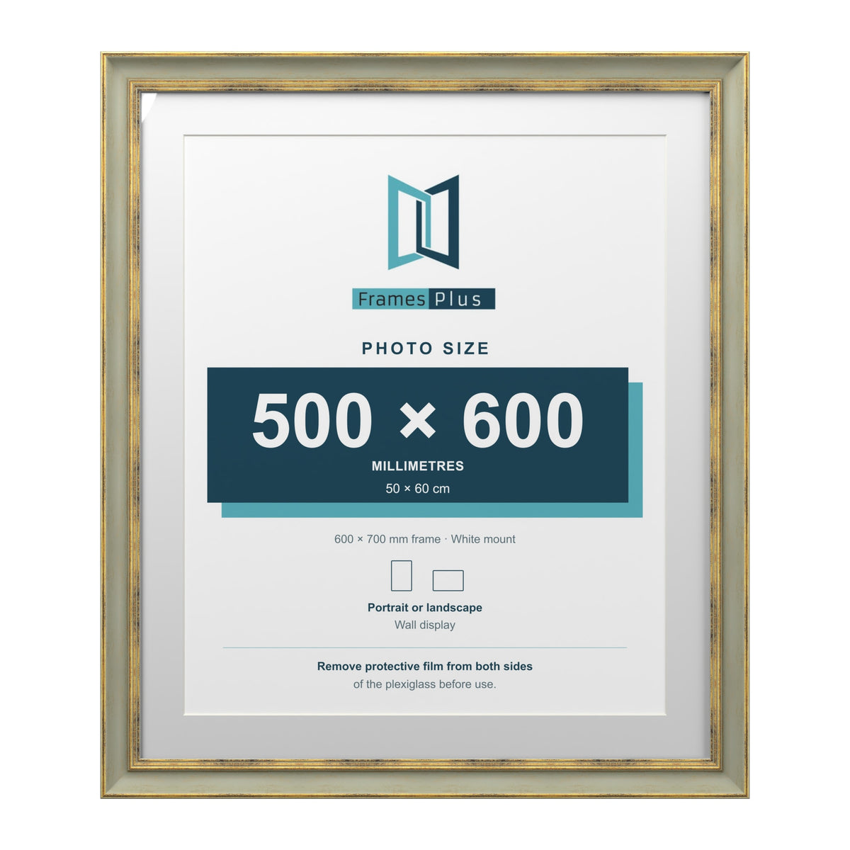 Cassis Green 70 x 60 cm picture frame with a white mount for a 60 x 50 cm photo
