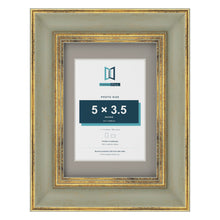 Cassis Green 7 x 5 inch picture frame with a dawn grey mount for a 5 x 3.5 inch photo
