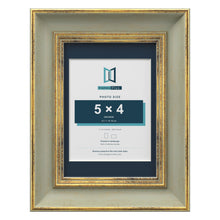 Cassis Green 7 x 5 inch picture frame with a pacific blue mount for a 5 x 4 inch photo