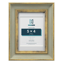 Cassis Green 7 x 5 inch picture frame with a white mount for a 5 x 4 inch photo