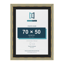 Cassis Green 80 x 60 cm picture frame with a black mount for a 70 x 50 cm photo