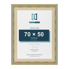 Cassis Green 80 x 60 cm picture frame with an ivory mount for a 70 x 50 cm photo