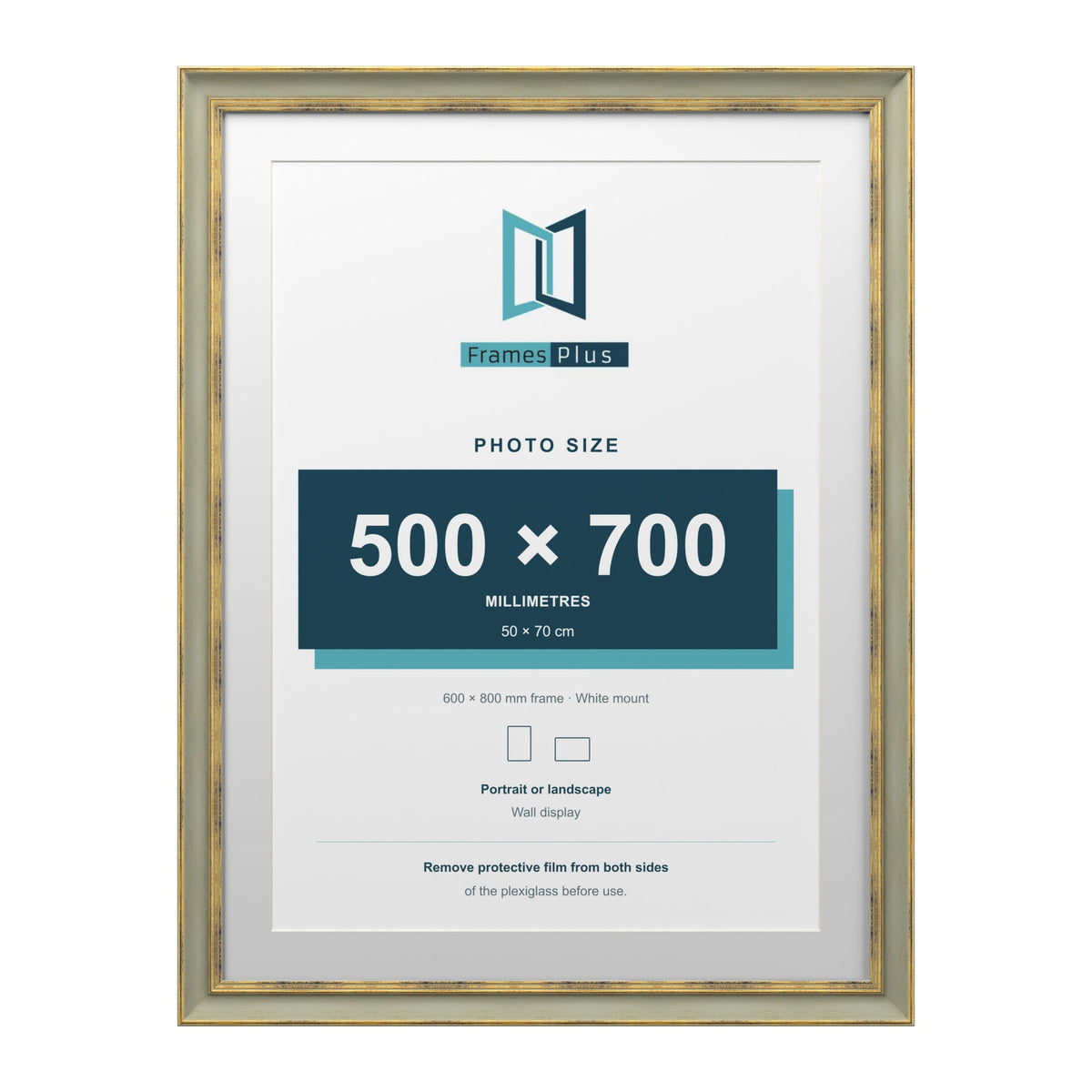 Cassis Green 80 x 60 cm picture frame with a white mount for a 70 x 50 cm photo