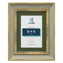 Cassis Green 8 x 6 inch picture frame with a green mount for a 6 x 4 inch photo