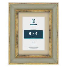 Cassis Green 8 x 6 inch picture frame with an ivory mount for a 6 x 4 inch photo