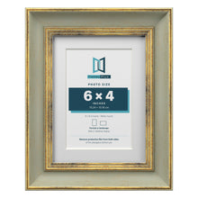 Cassis Green 8 x 6 inch picture frame with a white mount for a 6 x 4 inch photo