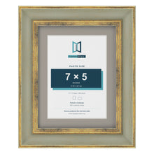 Cassis Green 9 x 7 inch picture frame with a dawn grey mount for a 7 x 5 inch photo
