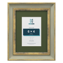 Cassis Green 9 x 7 inch picture frame with a green mount for a 6 x 4 inch photo