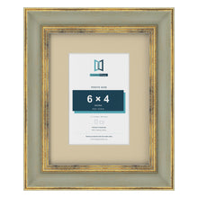 Cassis Green 9 x 7 inch picture frame with an ivory mount for a 6 x 4 inch photo