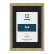 Cassis Green A2 picture frame with a black mount for an A3 photo