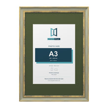 Cassis Green A2 picture frame with a green mount for an A3 photo