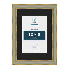 Cassis Green A3 picture frame with a black mount for a 12 x 8 inch photo