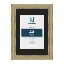 Cassis Green A3 picture frame with a black mount for an A4 photo
