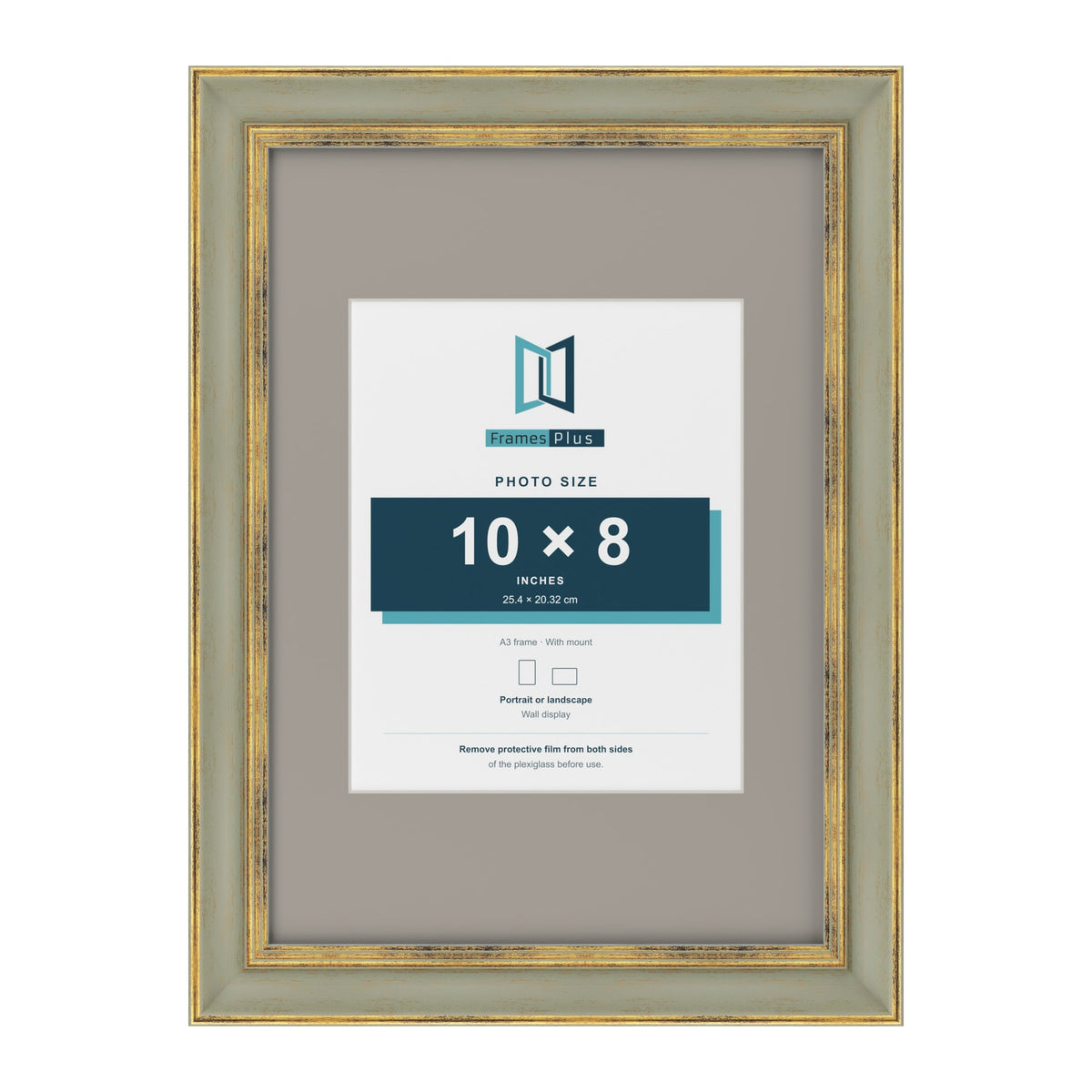 Cassis Green A3 picture frame with a dawn grey mount for a 10 x 8 inch photo
