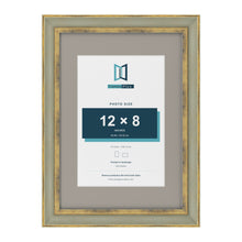 Cassis Green A3 picture frame with a dawn grey mount for a 12 x 8 inch photo