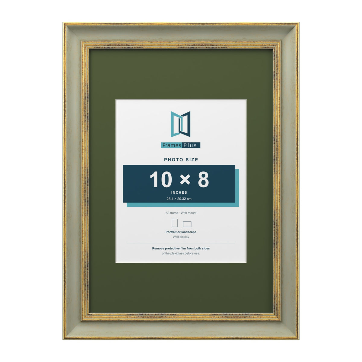 Cassis Green A3 picture frame with a green mount for a 10 x 8 inch photo