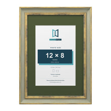 Cassis Green A3 picture frame with a green mount for a 12 x 8 inch photo