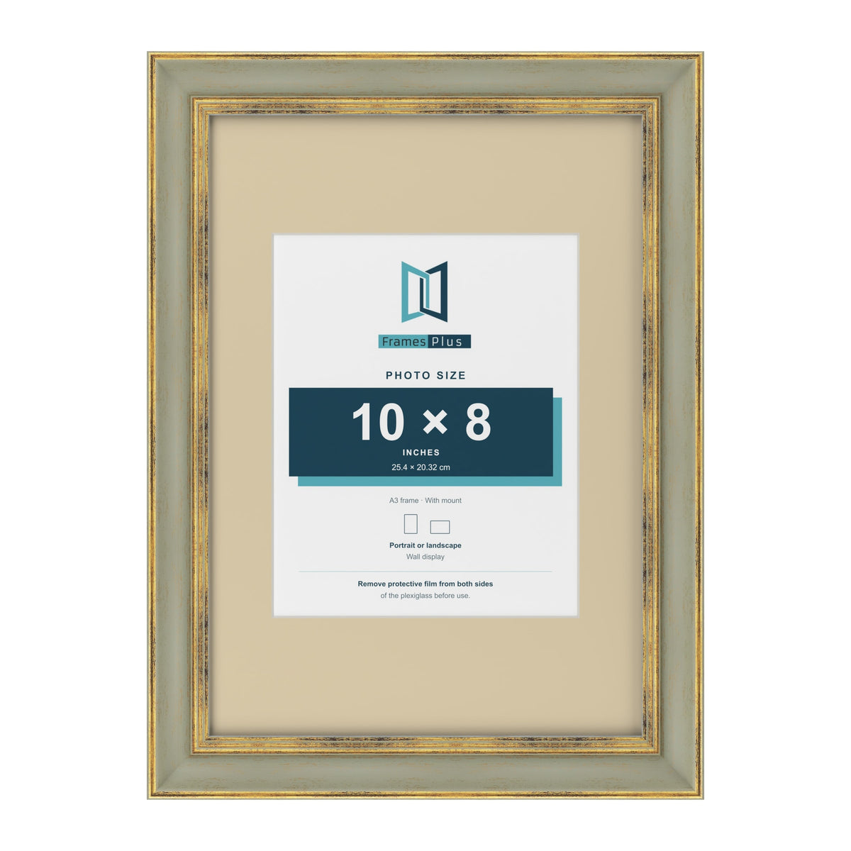 Cassis Green A3 picture frame with an ivory mount for a 10 x 8 inch photo