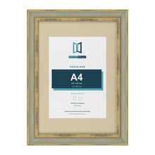 Cassis Green A3 picture frame with an ivory mount for an A4 photo