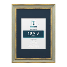 Cassis Green A3 picture frame with a pacific blue mount for a 10 x 8 inch photo