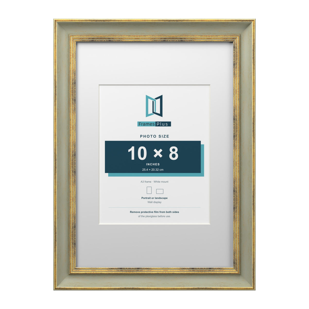 Cassis Green A3 picture frame with a white mount for a 10 x 8 inch photo