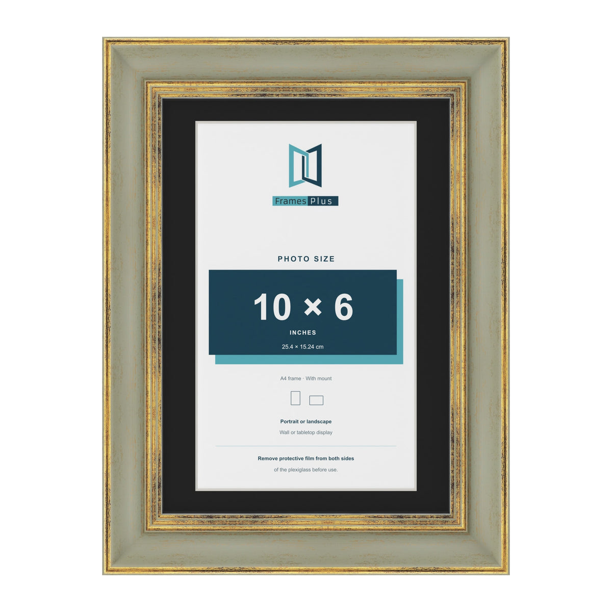 Cassis Green A4 picture frame with a black mount for a 10 x 6 inch photo