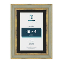 Cassis Green A4 picture frame with a black mount for a 10 x 6 inch photo