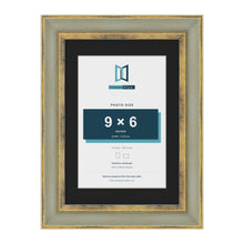 Cassis Green A4 picture frame with a black mount for a 9 x 6 inch photo