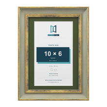 Cassis Green A4 picture frame with a green mount for a 10 x 6 inch photo