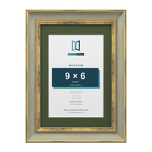 Cassis Green A4 picture frame with a green mount for a 9 x 6 inch photo