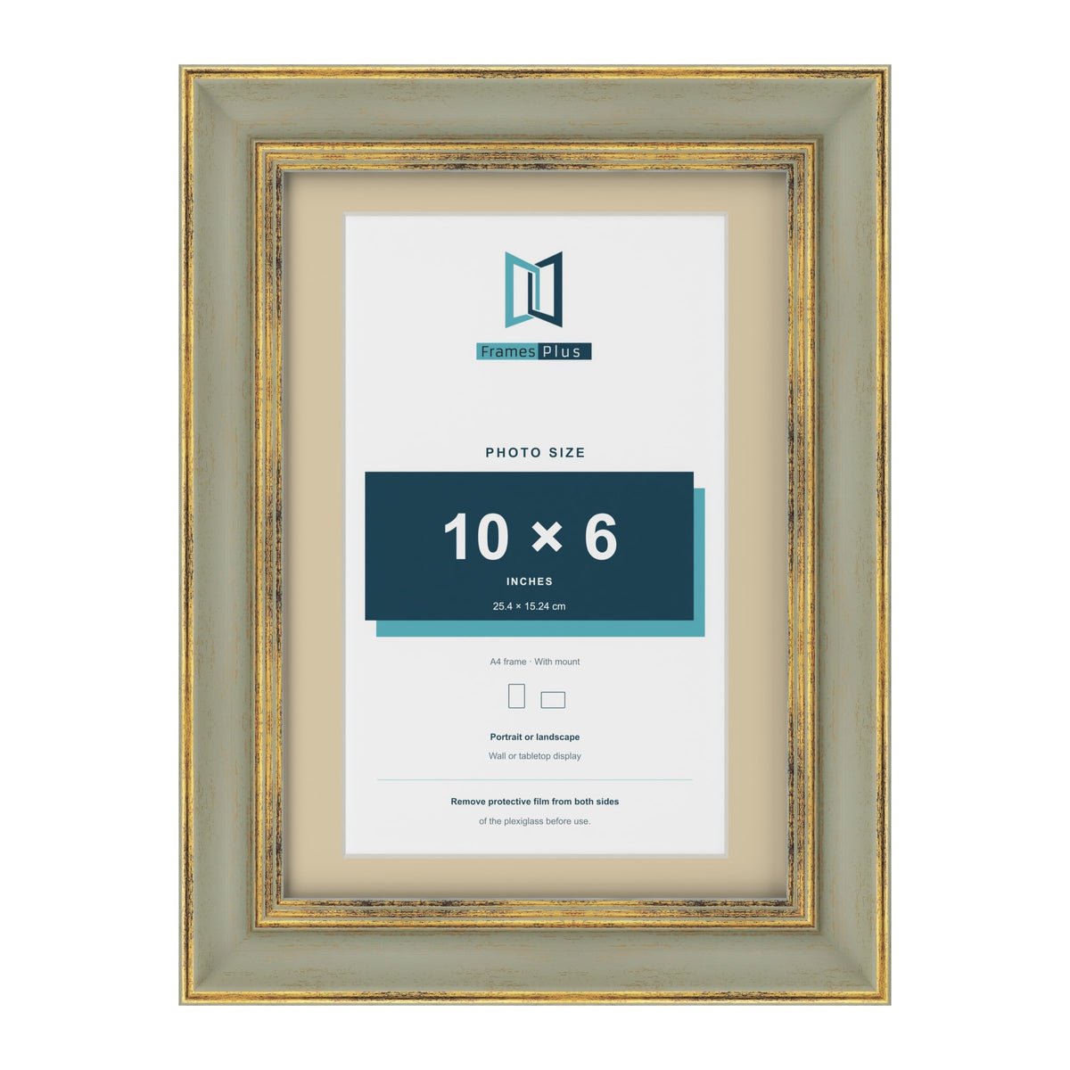 Cassis Green A4 picture frame with an ivory mount for a 10 x 6 inch photo