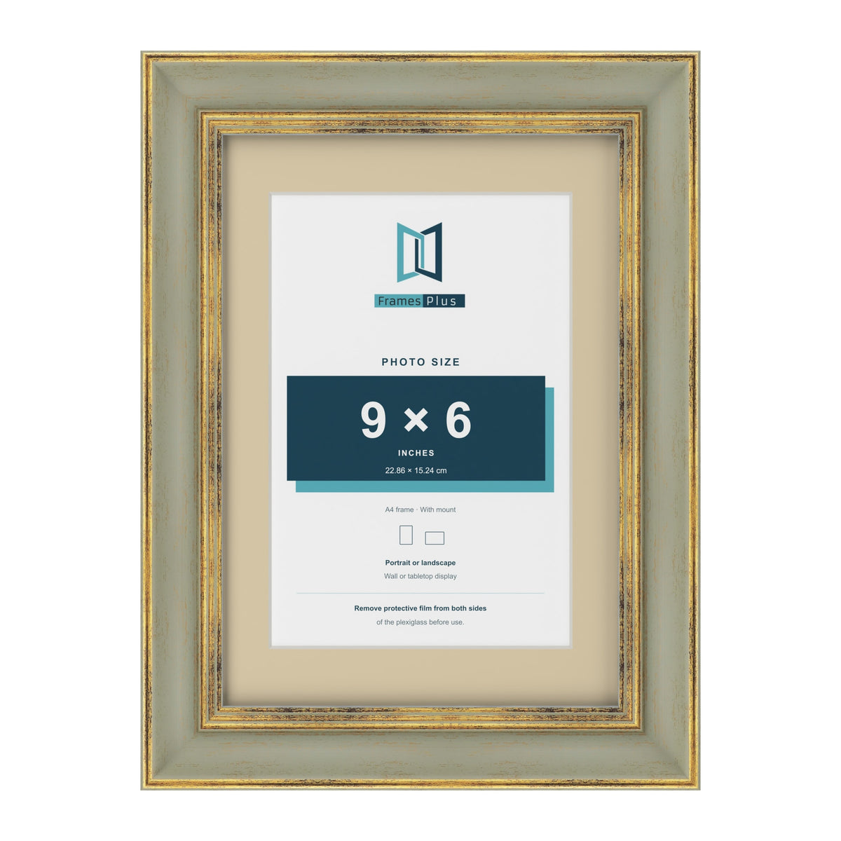 Cassis Green A4 picture frame with an ivory mount for a 9 x 6 inch photo