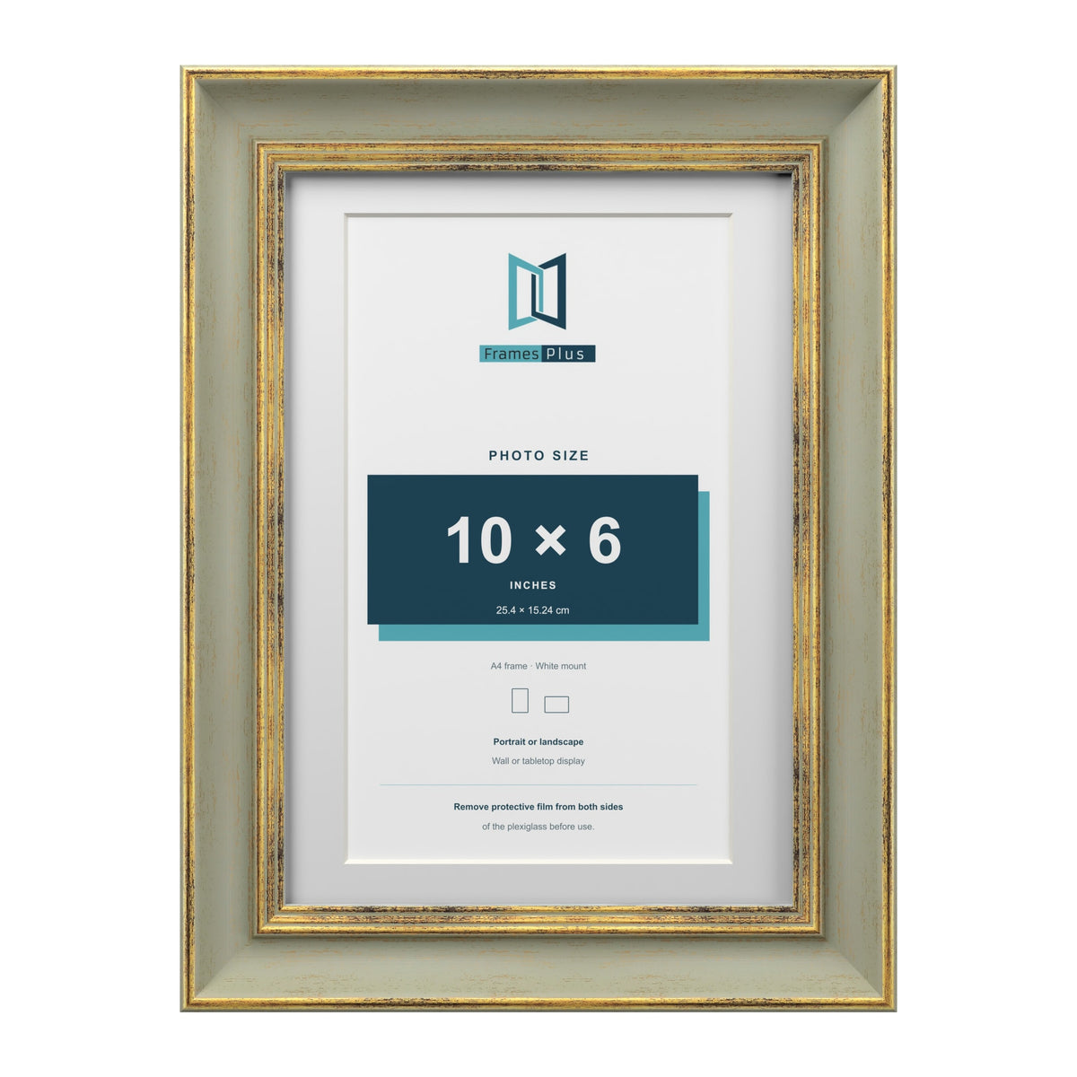 Cassis Green A4 picture frame with a white mount for a 10 x 6 inch photo