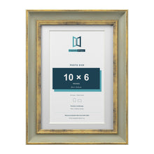 Cassis Green A4 picture frame with a white mount for a 10 x 6 inch photo