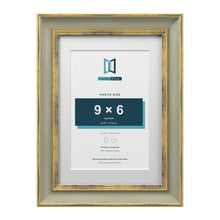 Cassis Green A4 picture frame with a white mount for a 9 x 6 inch photo