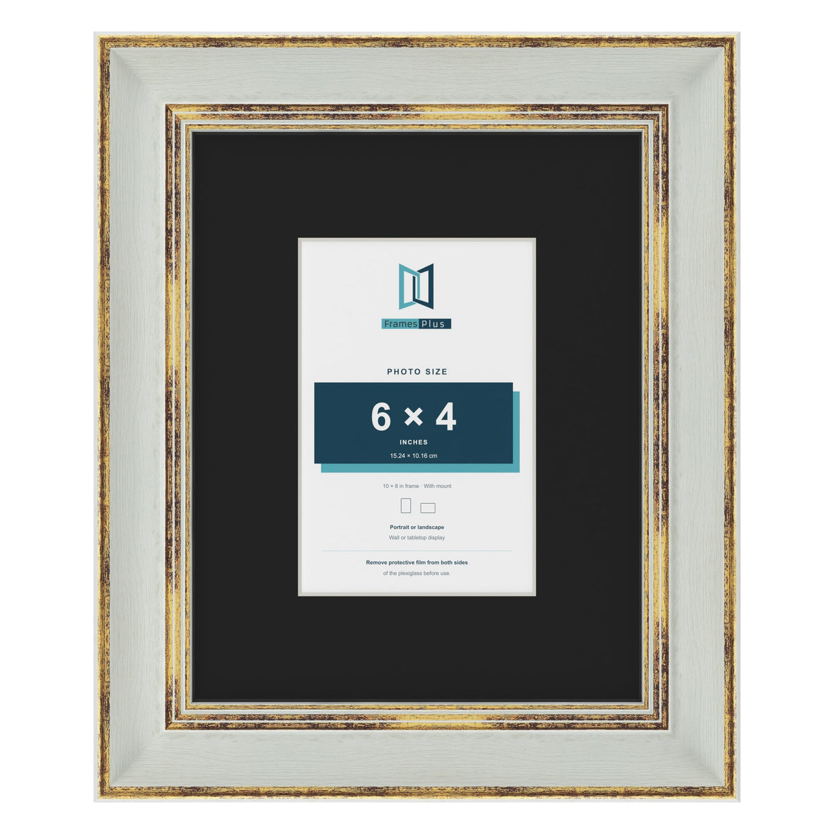 Cassis Light Grey 10 x 8 inch picture frame with a black mount for a 6 x 4 inch photo
