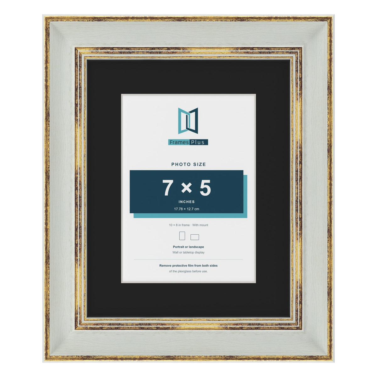 Cassis Light Grey 10 x 8 inch picture frame with a black mount for a 7 x 5 inch photo