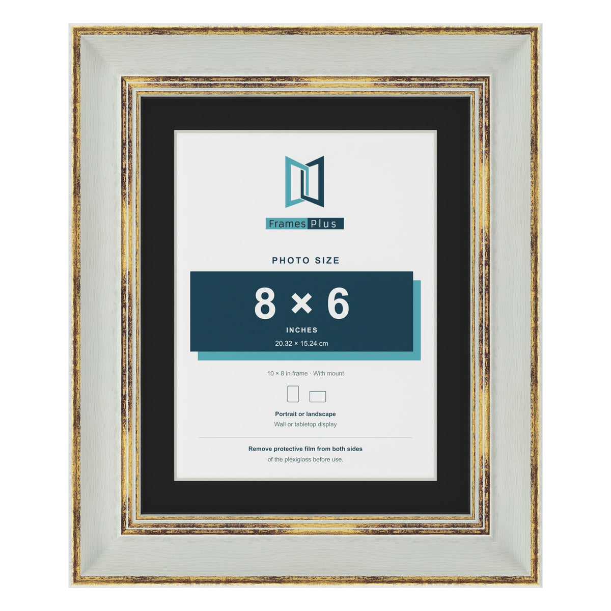 Cassis Light Grey 10 x 8 inch picture frame with a black mount for an 8 x 6 inch photo
