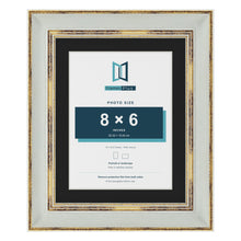 Cassis Light Grey 10 x 8 inch picture frame with a black mount for an 8 x 6 inch photo