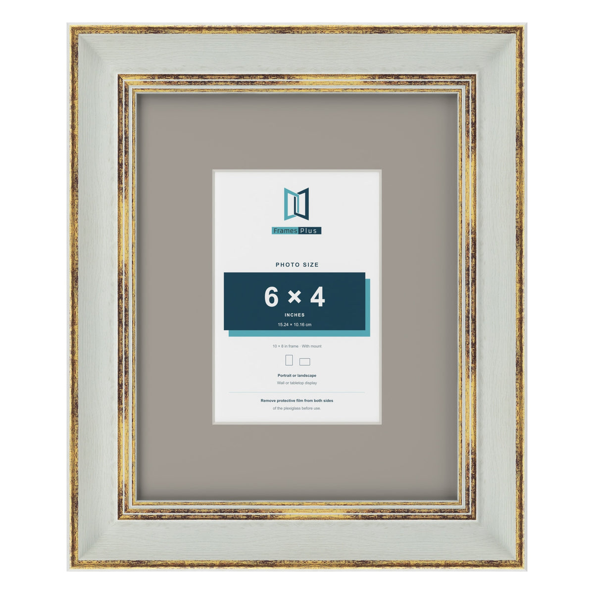 Cassis Light Grey 10 x 8 inch picture frame with a dawn grey mount for a 6 x 4 inch photo